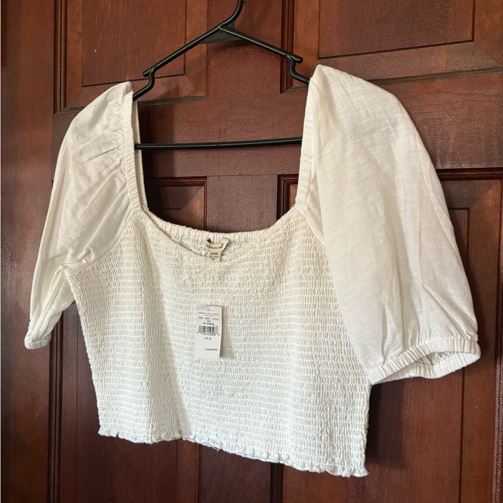 NWT white puff sleeve crop top